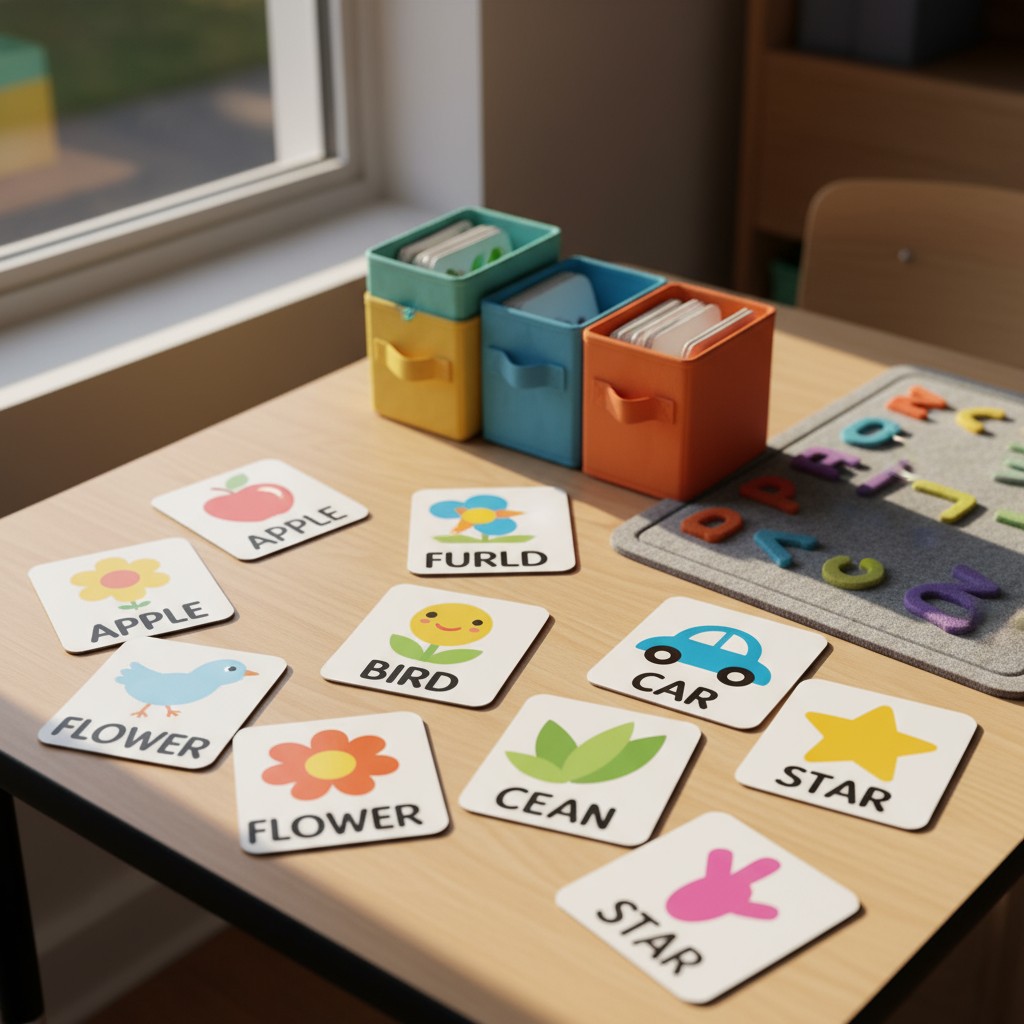 The toys, cards, and playing mat are sitting on the lucky number, 13.